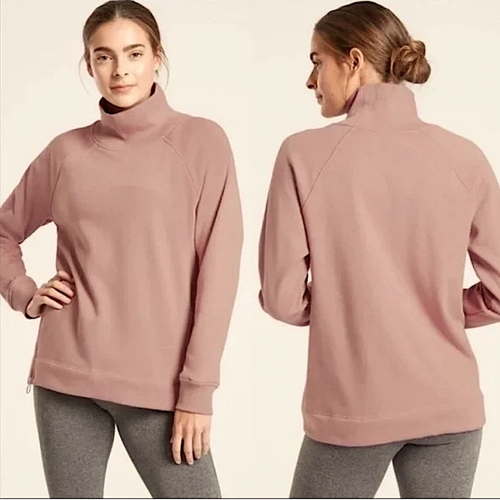 Athleta Cozy Karma Side Zip Funnel Neck in Dogwood Mauve